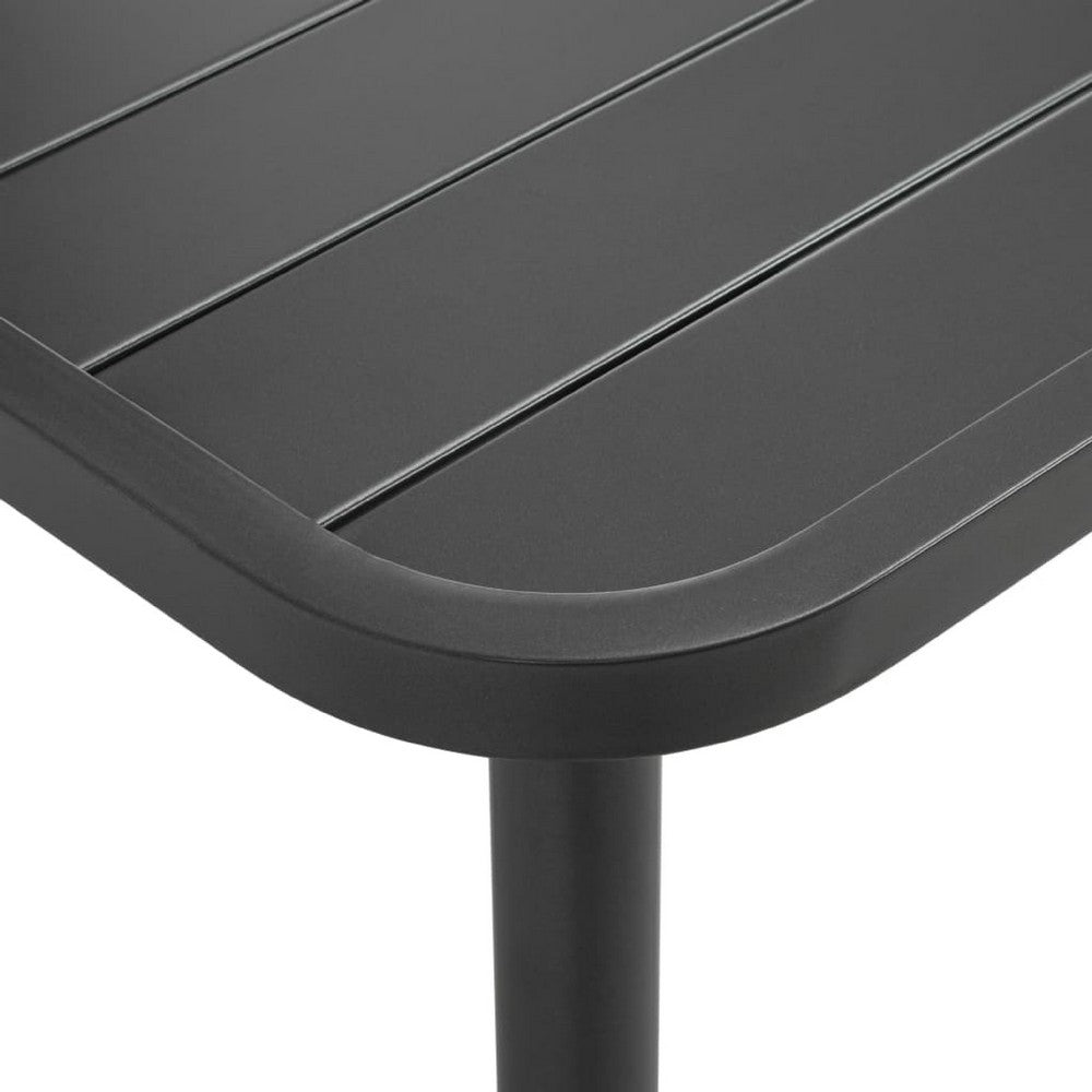 Outdoor Dining Table, Gray Powder-Coated Steel, Rectangular 59 Inch Top - BM340518