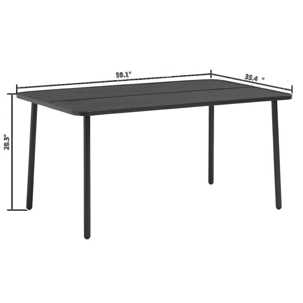 Outdoor Dining Table, Gray Powder-Coated Steel, Rectangular 59 Inch Top - BM340518