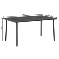 Outdoor Dining Table, Gray Powder-Coated Steel, Rectangular 59 Inch Top - BM340518
