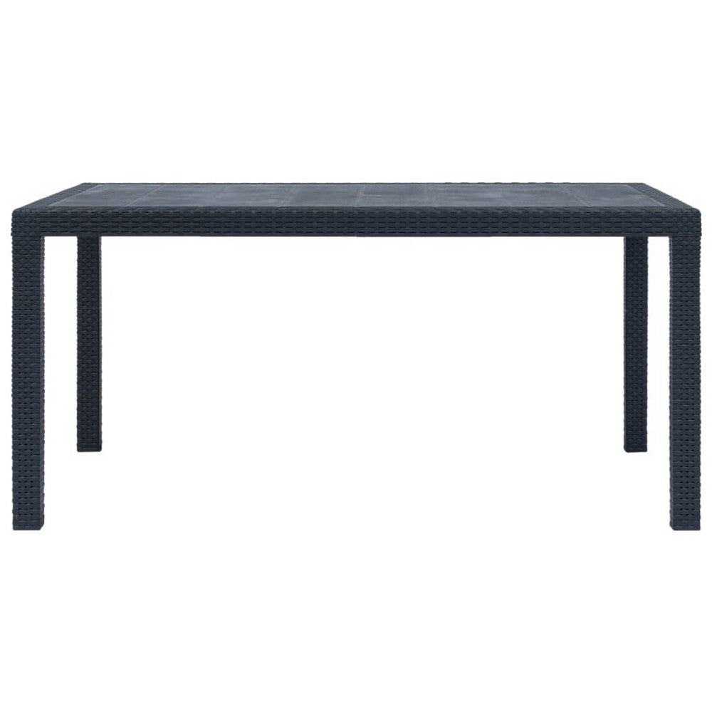 Garden Dining Table, UV and Water-Resistant, Anthracite Gray Finish, 59 Inch - BM340519