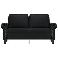2 Seater Sofa, Nailhead Trim Black Faux Leather Cushions, 60 Inch - BM340520