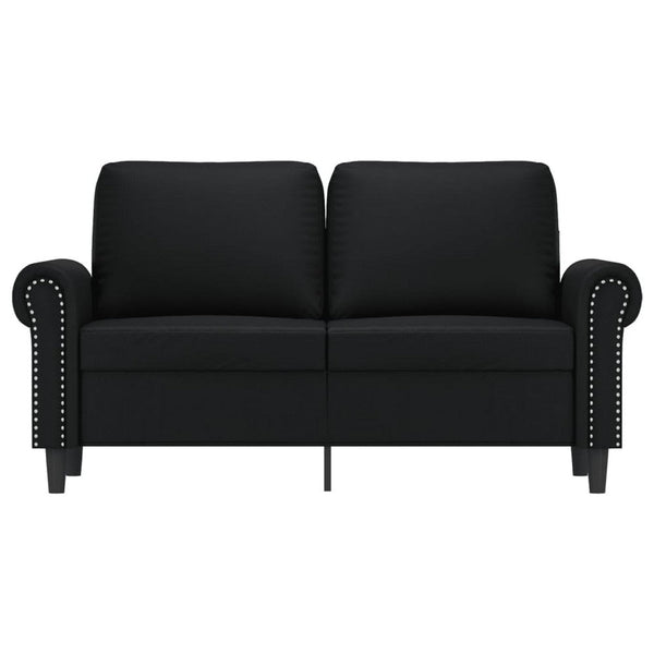 2 Seater Sofa, Nailhead Trim Black Faux Leather Cushions, 60 Inch - BM340520