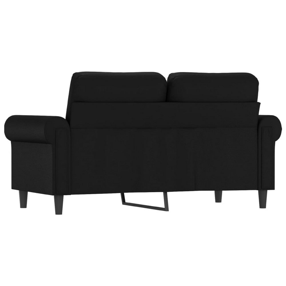 2 Seater Sofa, Nailhead Trim Black Faux Leather Cushions, 60 Inch - BM340520
