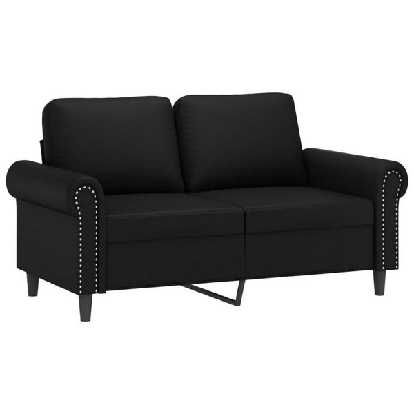 2 Seater Sofa, Nailhead Trim Black Faux Leather Cushions, 60 Inch - BM340520