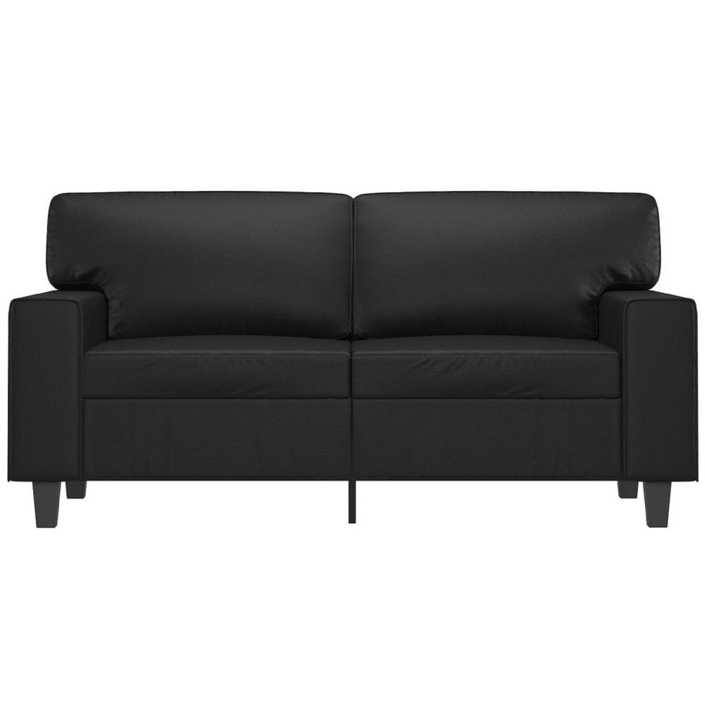 Living Room Sofa, Black Faux Leather Cushions, 61 Inch 2 Seater - BM340522