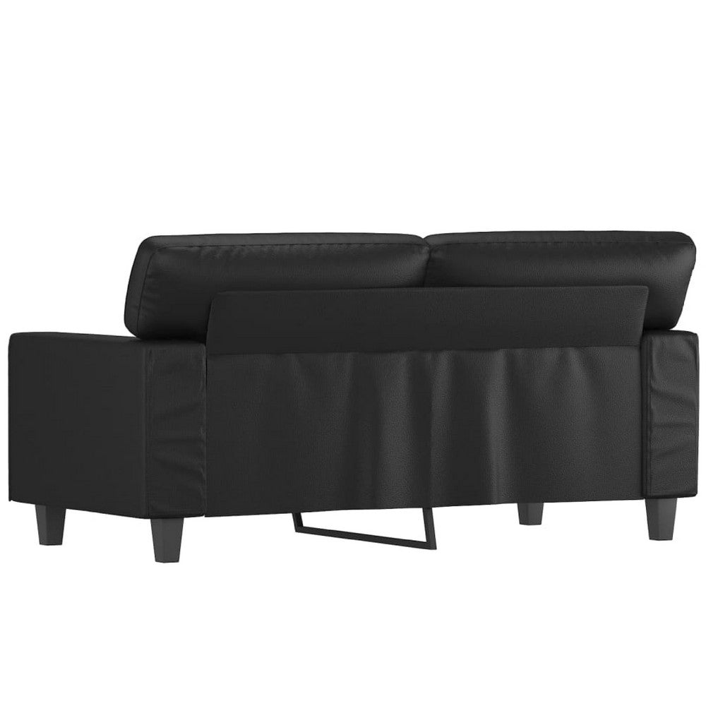 Living Room Sofa, Black Faux Leather Cushions, 61 Inch 2 Seater - BM340522