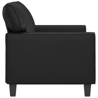 Living Room Sofa, Black Faux Leather Cushions, 61 Inch 2 Seater - BM340522