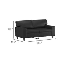 Living Room Sofa, Black Faux Leather Cushions, 61 Inch 2 Seater - BM340522