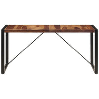 Rezza Dining Table, 63 Inch Brown Solid Mango Wood Top, Black Steel - BM340523