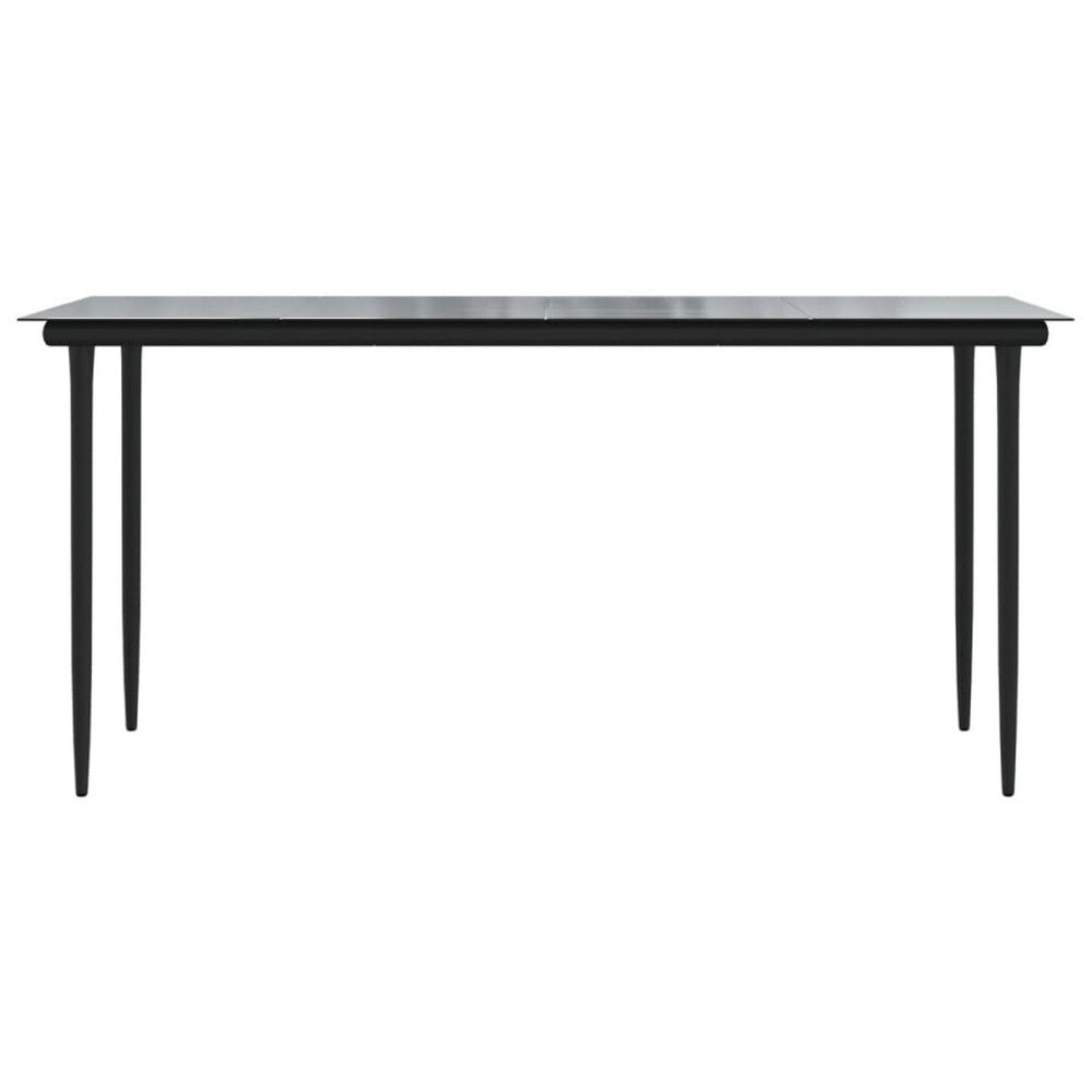Lizza Outdoor Dining Table, 63 Inch Tempered Glass, Black Steel - BM340524
