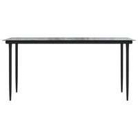 Lizza Outdoor Dining Table, 63 Inch Tempered Glass, Black Steel - BM340524