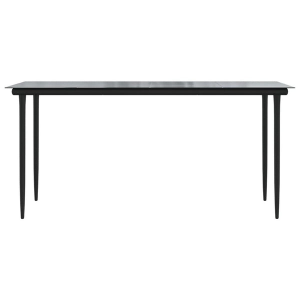 Lizza Outdoor Dining Table, 63 Inch Tempered Glass, Black Steel - BM340524