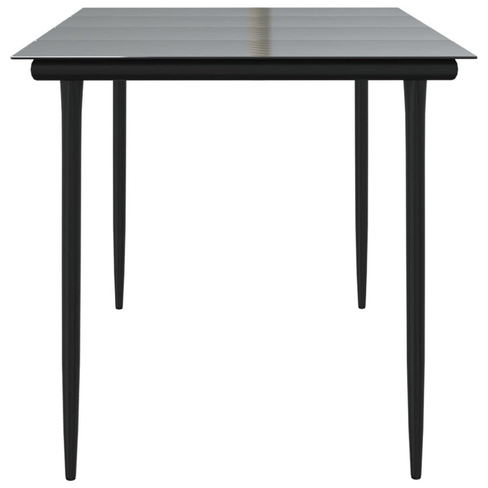 Lizza Outdoor Dining Table, 63 Inch Tempered Glass, Black Steel - BM340524