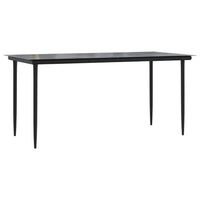 Lizza Outdoor Dining Table, 63 Inch Tempered Glass, Black Steel - BM340524