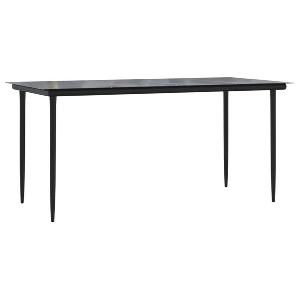 Lizza Outdoor Dining Table, 63 Inch Tempered Glass, Black Steel - BM340524