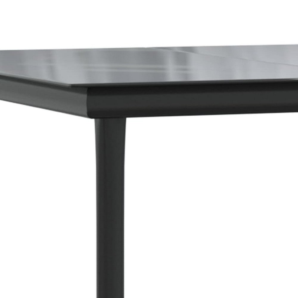 Lizza Outdoor Dining Table, 63 Inch Tempered Glass, Black Steel - BM340524