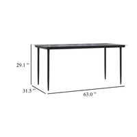 Lizza Outdoor Dining Table, 63 Inch Tempered Glass, Black Steel - BM340524