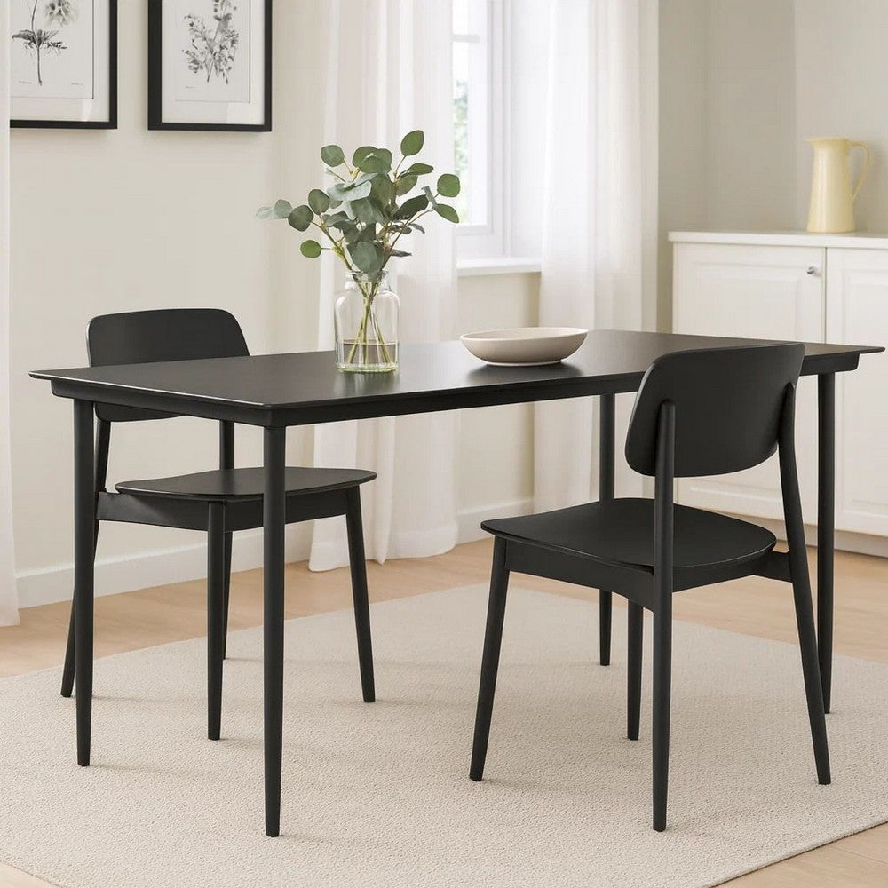 Lizza Outdoor Dining Table, 63 Inch Tempered Glass, Black Steel - BM340524