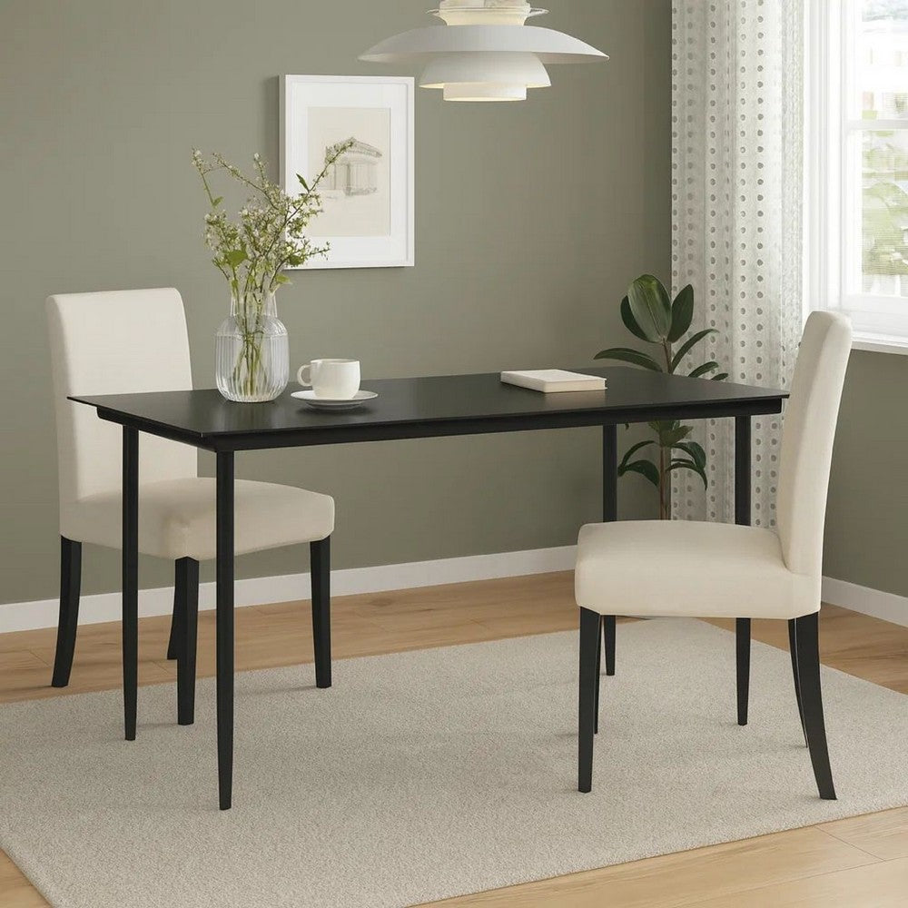 Lizza Outdoor Dining Table, 63 Inch Tempered Glass, Black Steel - BM340524