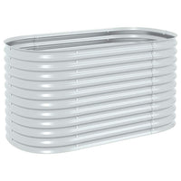 Eline Outdoor Raised Garden Bed, Silver Steel, Ribbed Design, 63 Inch - BM340525