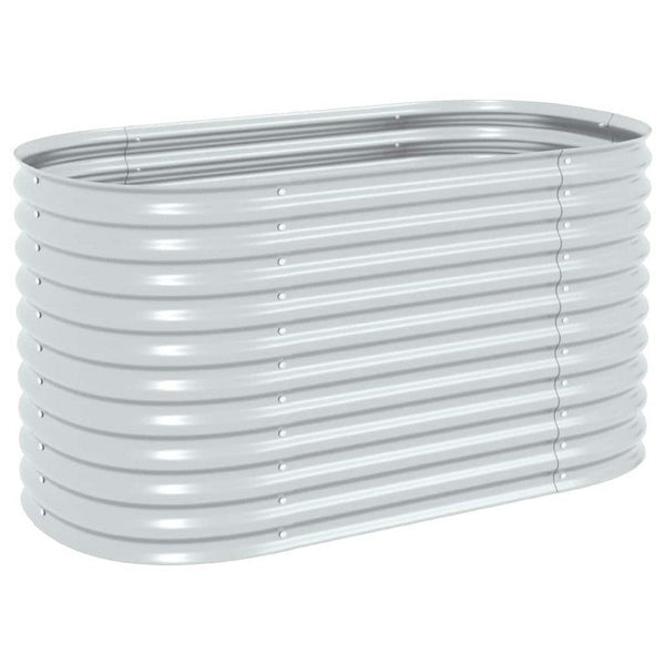 Eline Outdoor Raised Garden Bed, Silver Steel, Ribbed Design, 63 Inch - BM340525