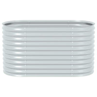 Eline Outdoor Raised Garden Bed, Silver Steel, Ribbed Design, 63 Inch - BM340525