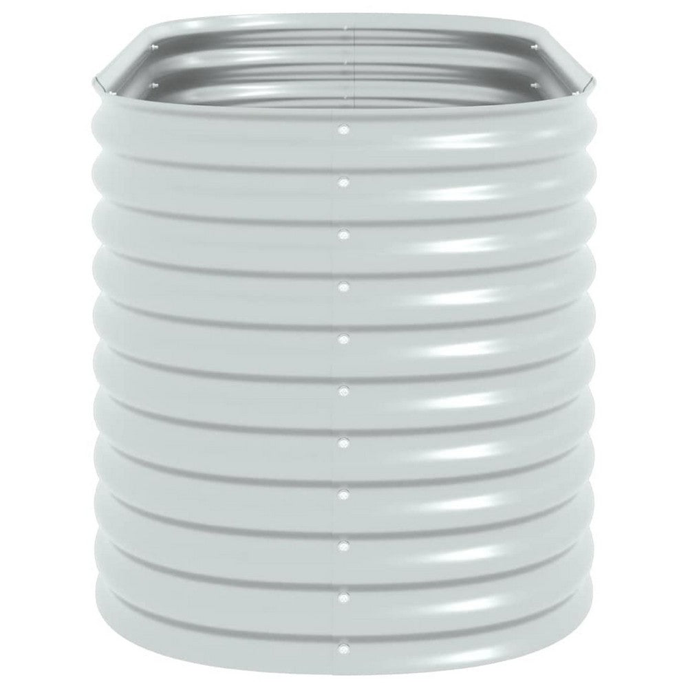 Eline Outdoor Raised Garden Bed, Silver Steel, Ribbed Design, 63 Inch - BM340525