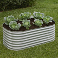 Eline Outdoor Raised Garden Bed, Silver Steel, Ribbed Design, 63 Inch - BM340525