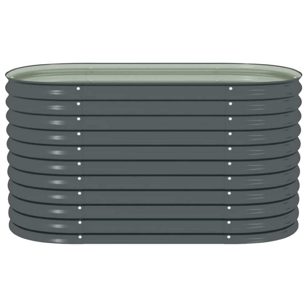 Eline Outdoor Raised Garden Bed, Gray Steel, Ribbed Design, 63 Inch - BM340526