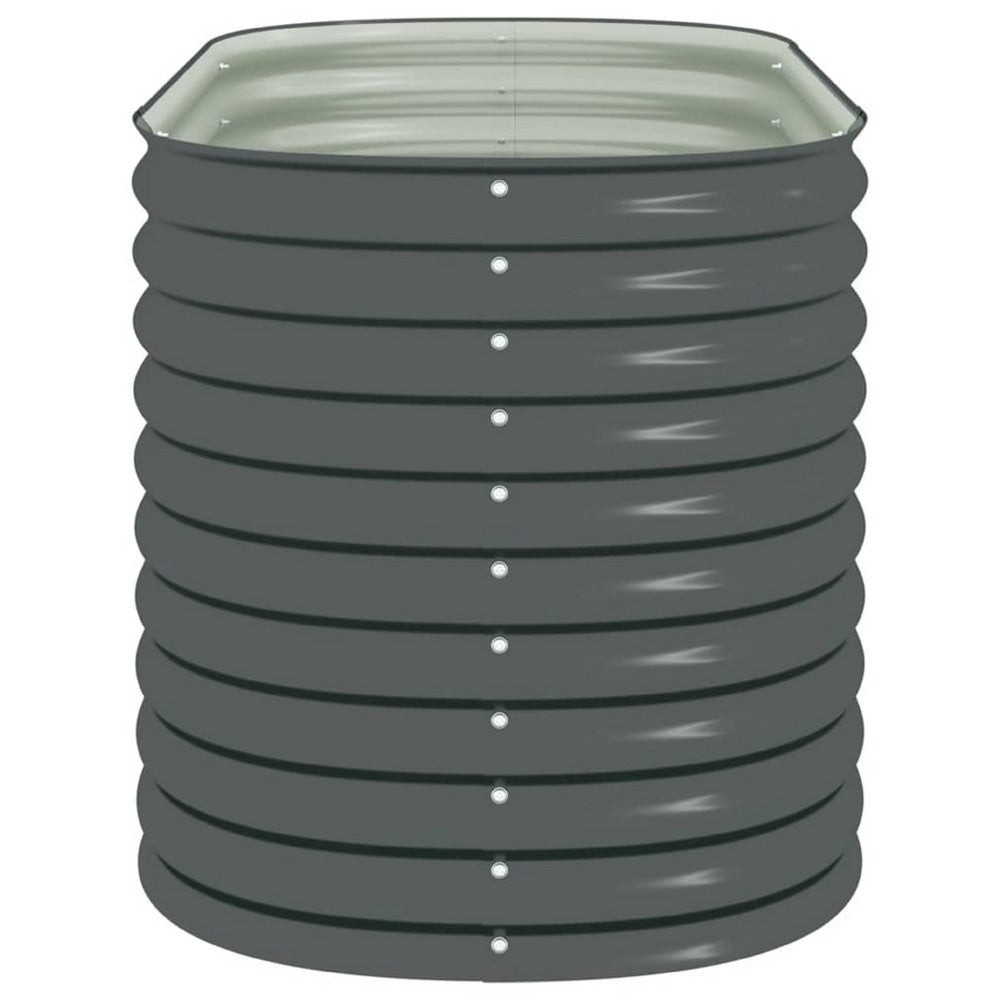 Eline Outdoor Raised Garden Bed, Gray Steel, Ribbed Design, 63 Inch - BM340526