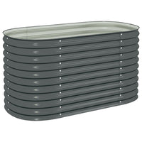 Eline Outdoor Raised Garden Bed, Gray Steel, Ribbed Design, 63 Inch - BM340526