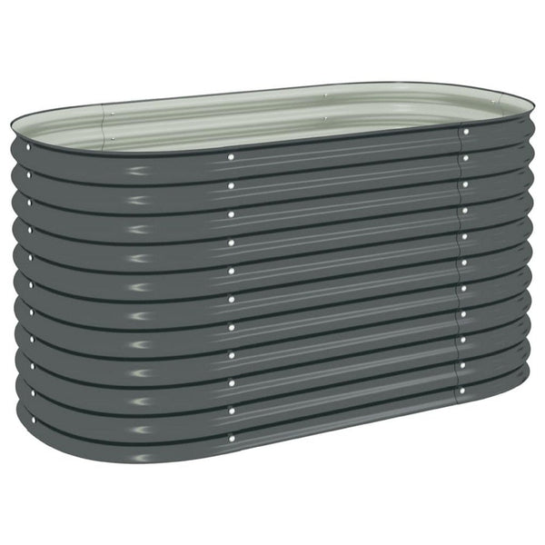 Eline Outdoor Raised Garden Bed, Gray Steel, Ribbed Design, 63 Inch - BM340526