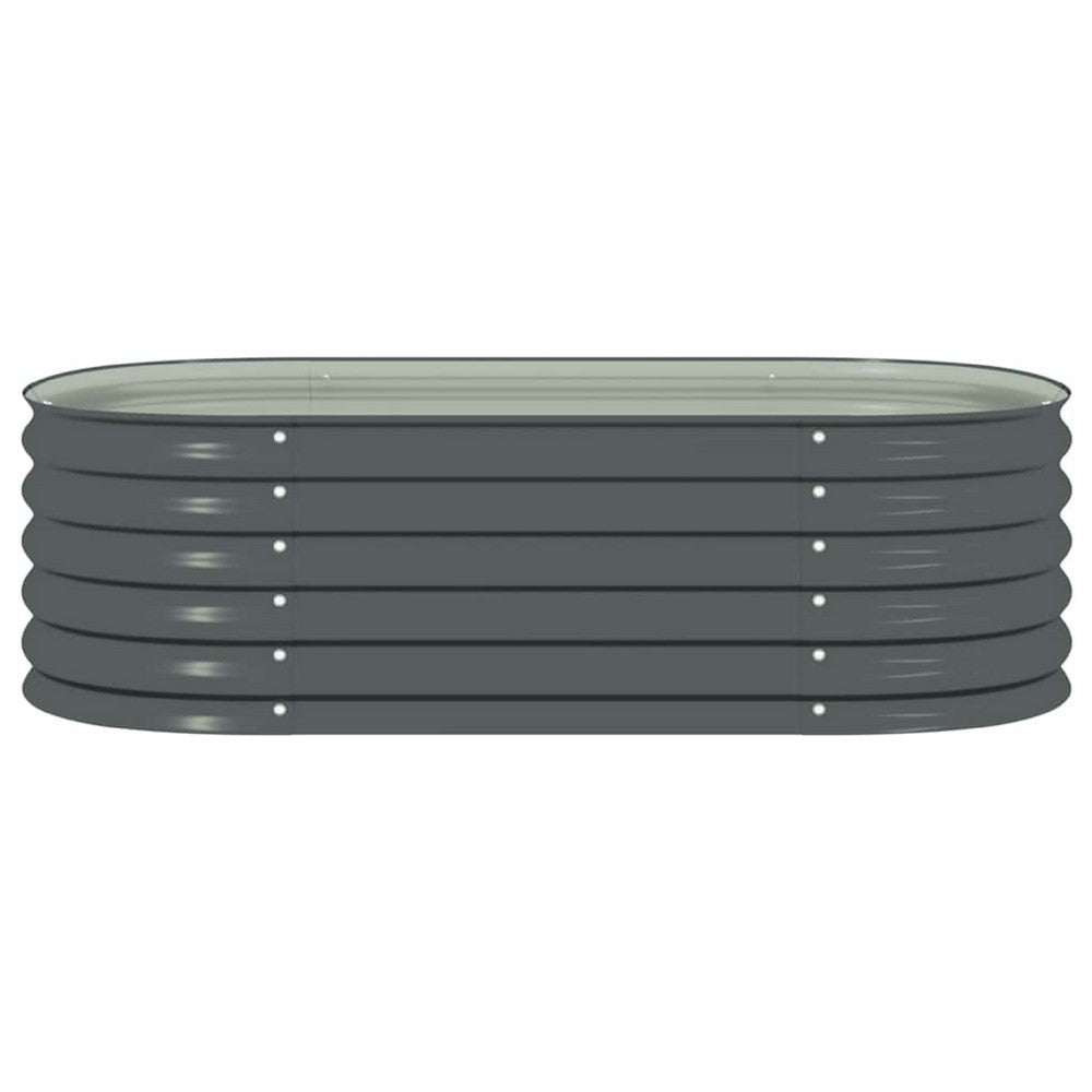 Eline Outdoor Raised Garden Bed, Gray Steel, Ribbed Design, 63 Inch - BM340527