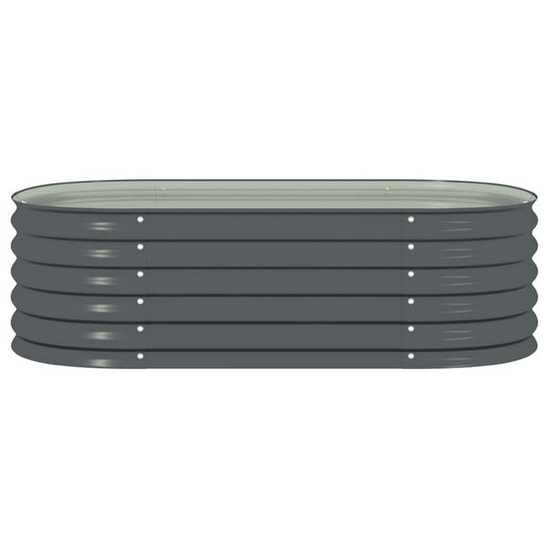 Eline Outdoor Raised Garden Bed, Gray Steel, Ribbed Design, 63 Inch - BM340527