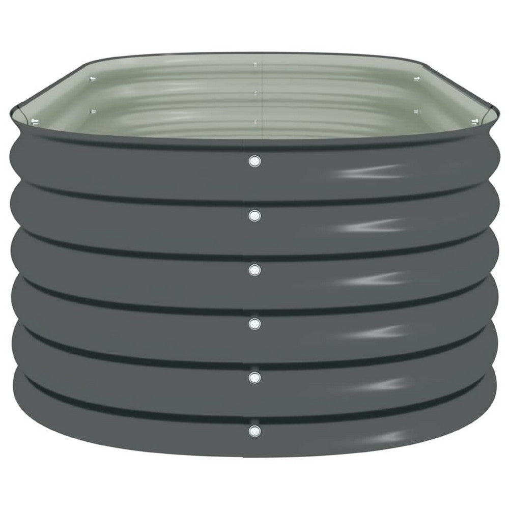 Eline Outdoor Raised Garden Bed, Gray Steel, Ribbed Design, 63 Inch - BM340527