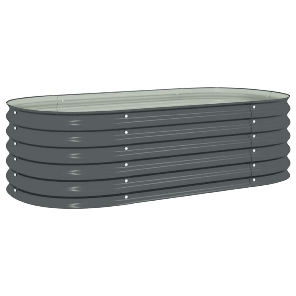 Eline Outdoor Raised Garden Bed, Gray Steel, Ribbed Design, 63 Inch - BM340527