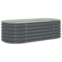 Eline Outdoor Raised Garden Bed, Gray Steel, Ribbed Design, 63 Inch - BM340527