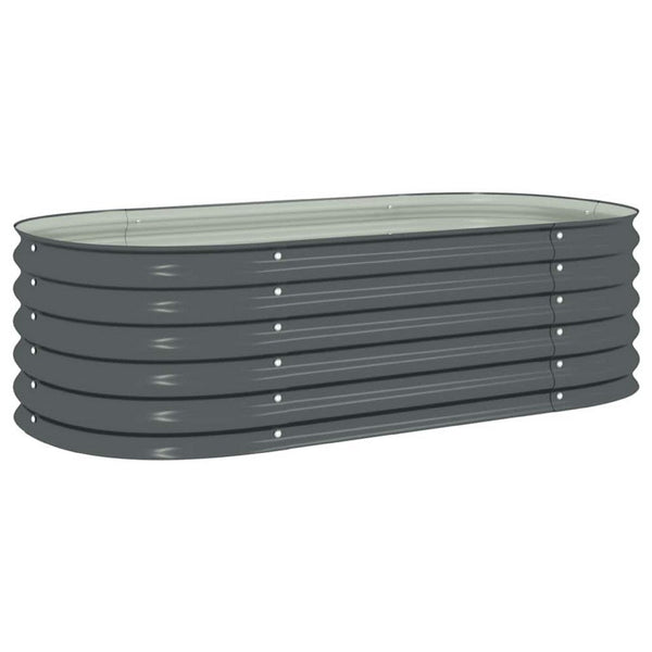 Eline Outdoor Raised Garden Bed, Gray Steel, Ribbed Design, 63 Inch - BM340527