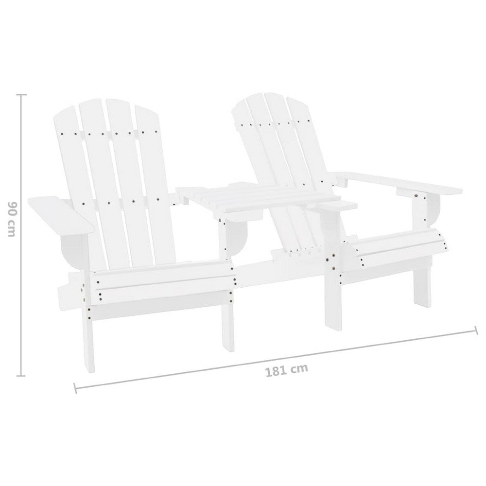 Adirondack Garden Chair, White Solid Fir Wood Frame, Slatted Panels - BM340528
