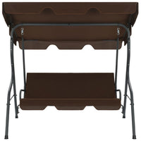 Garden Swing Bench, Gray Powder-Coated Steel, Brown Fabric, 67 Inch - BM340529