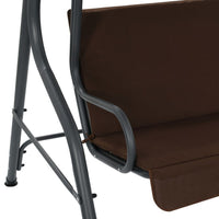 Garden Swing Bench, Gray Powder-Coated Steel, Brown Fabric, 67 Inch - BM340529