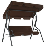 Garden Swing Bench, Gray Powder-Coated Steel, Brown Fabric, 67 Inch - BM340529