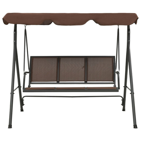 Outdoor Patio Swing Bench, Brown Powder-Coated Steel, Brown, 70 Inch - BM340530