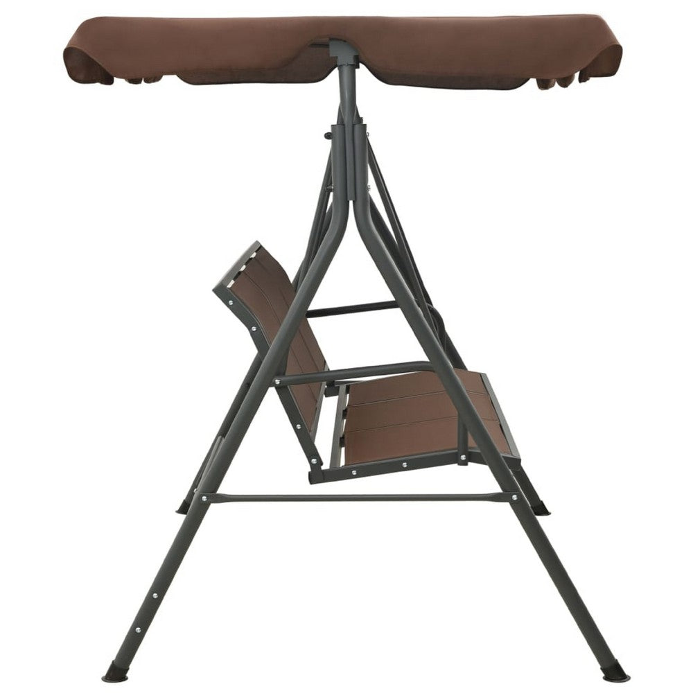 Outdoor Patio Swing Bench, Brown Powder-Coated Steel, Brown, 70 Inch - BM340530