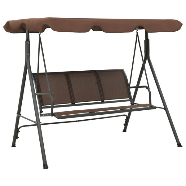 Outdoor Patio Swing Bench, Brown Powder-Coated Steel, Brown, 70 Inch - BM340530