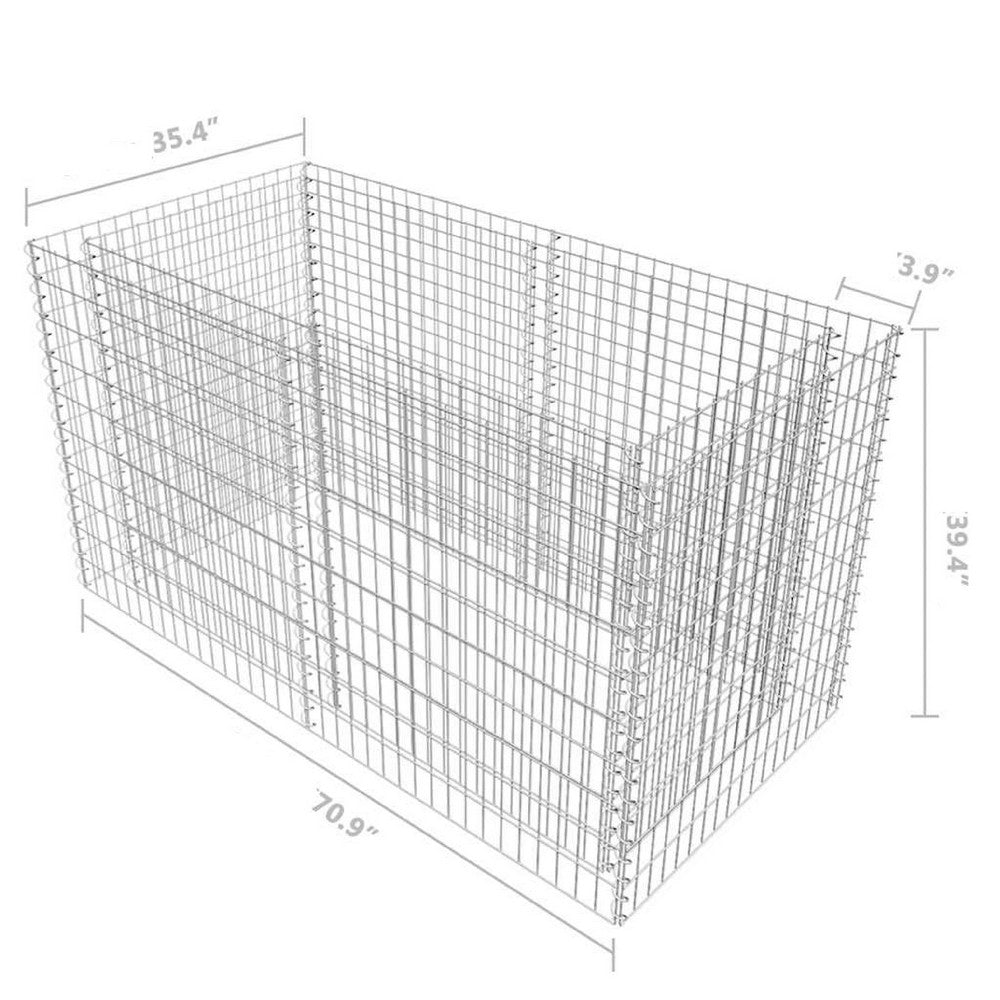Backyard Raised Garden Bed, Silver Steel, Wire Mesh, 71 Inch - BM340531