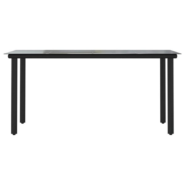 Lizza Modern Outdoor Dining Table, 63 Inch Black Powder Coated Steel - BM340532