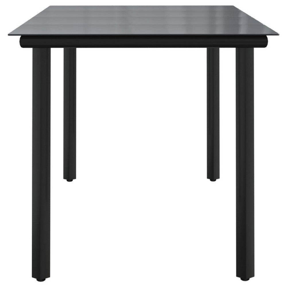 Lizza Modern Outdoor Dining Table, 63 Inch Black Powder Coated Steel - BM340532