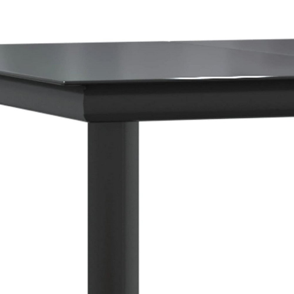 Lizza Modern Outdoor Dining Table, 63 Inch Black Powder Coated Steel - BM340532
