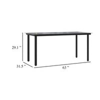 Lizza Modern Outdoor Dining Table, 63 Inch Black Powder Coated Steel - BM340532